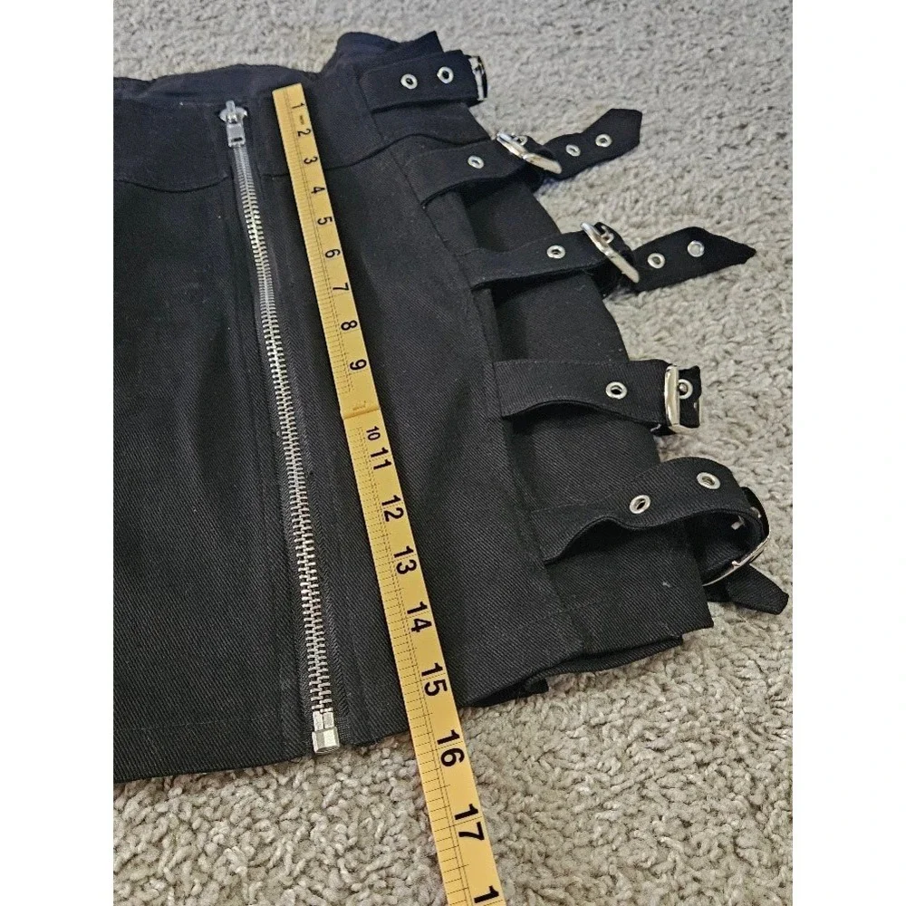 Lip Service Cult Black Buckle Strap Mini Skirt Punk Gothic Industrial Small